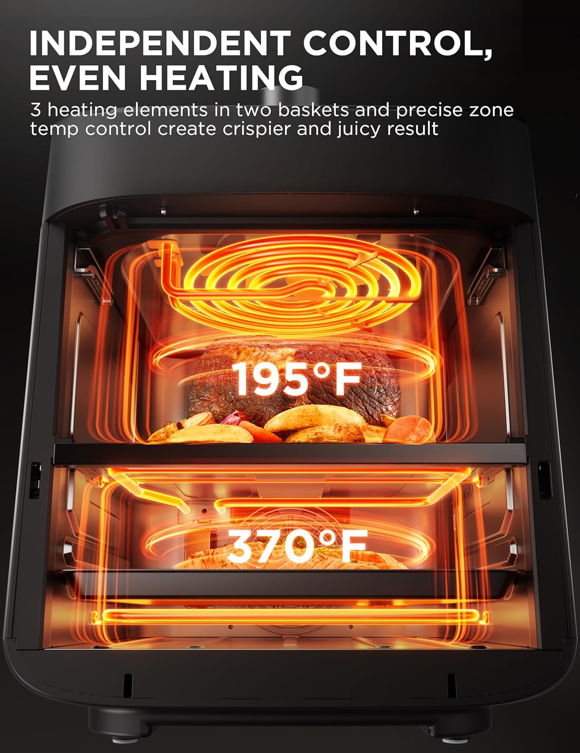 Freidora de aire Midea 11 QT, 8 en 1, Wi-Fi, Alexa, Recetas