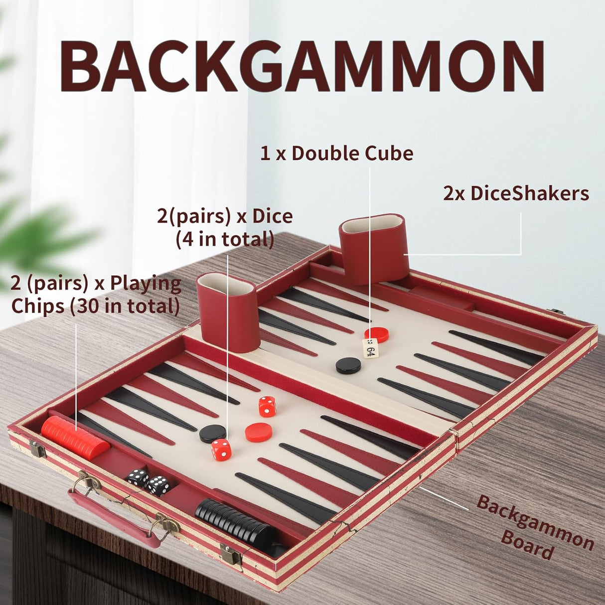 Juego de Backgammon, Diseño Bandera Americana, Clásico, MGA