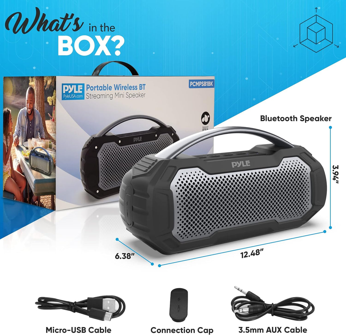 Parlante Portátil inalámbrico Bluetooth PYLE-HOME PCMPSB1BK