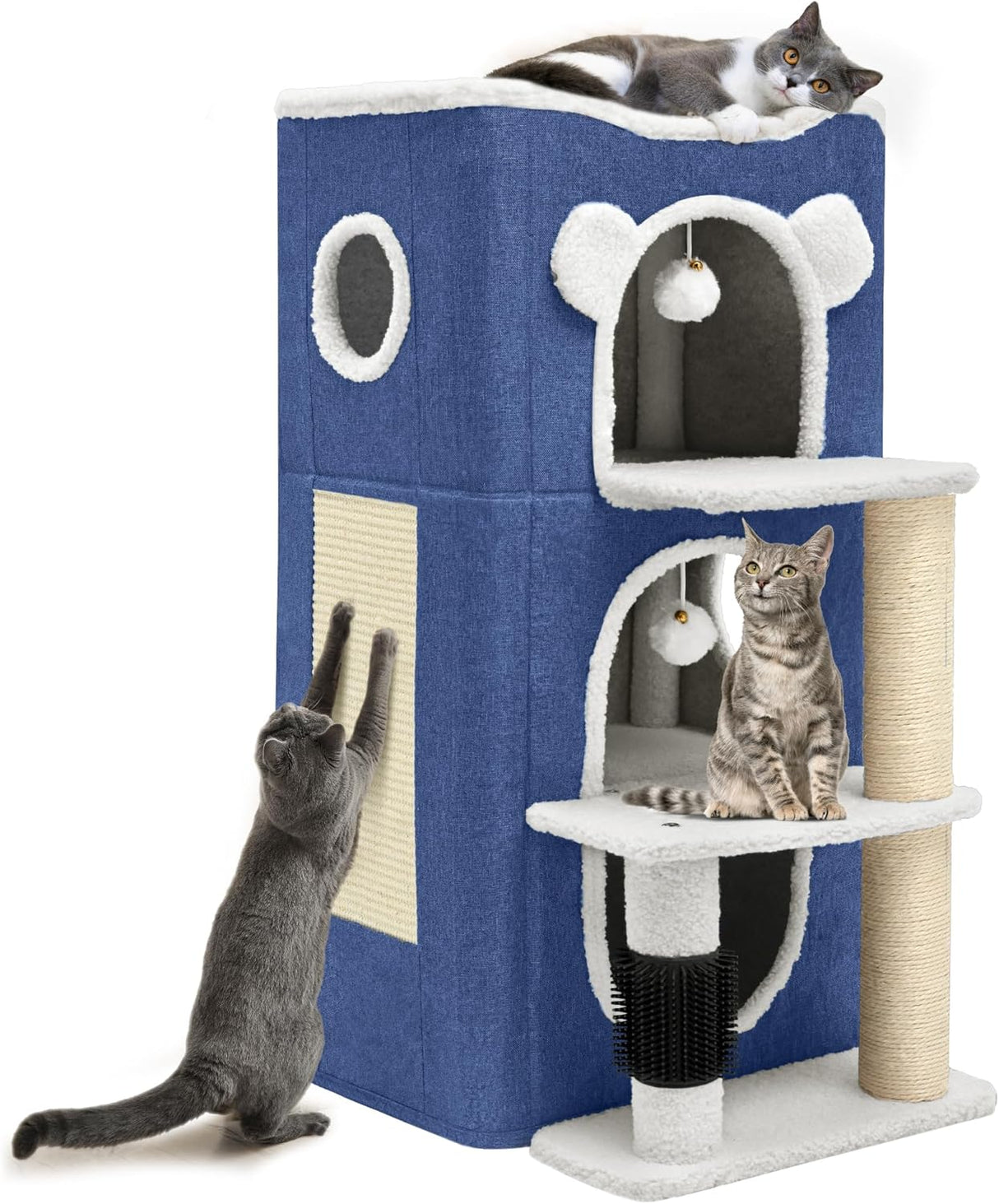 Casa para Gatos de 3 Niveles YIATHOME con Rascador y Juego