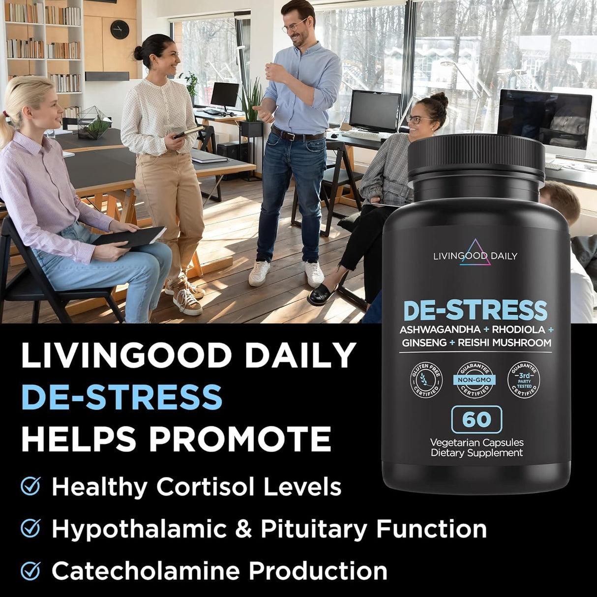 Suplemento Apoyo natural para el cortisol vegano 60 cápsulas