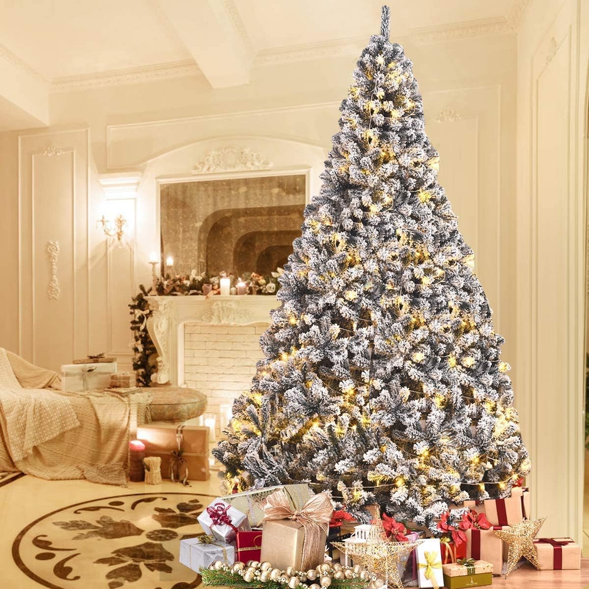 Árbol de Navidad 9FT ReunionG, Artificial, Flocked, Modelo 9FT