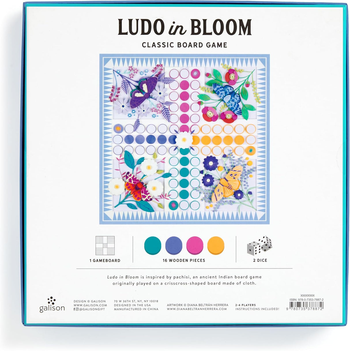 Juego de Ludo Floral Galison para 2-4 Jugadores en Familia