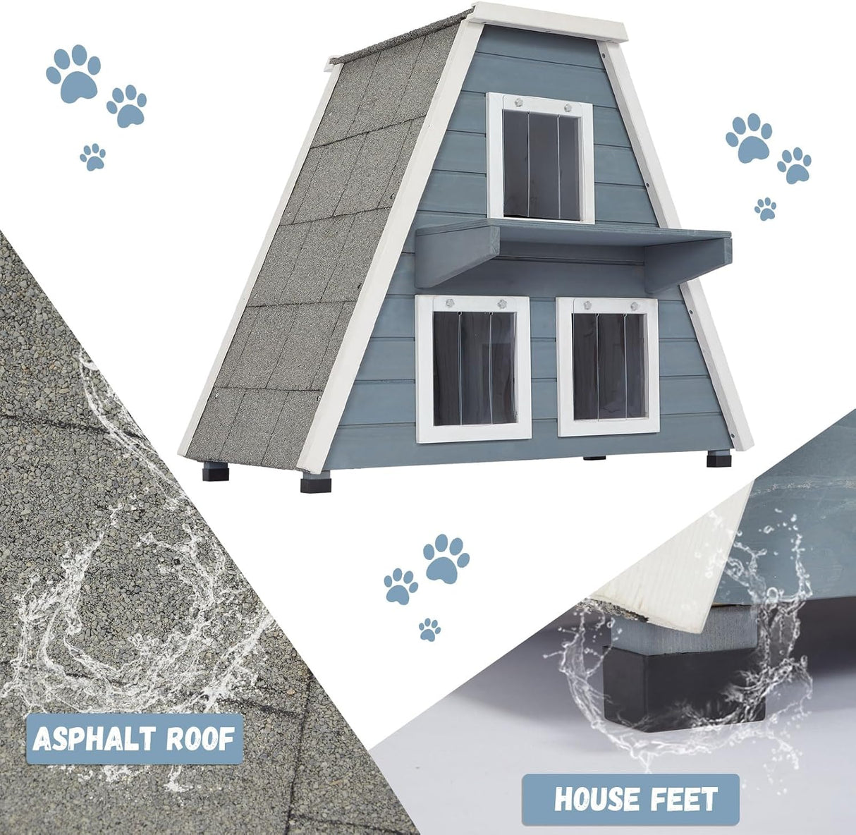 Casa para gatos al aire libre resistente color gris