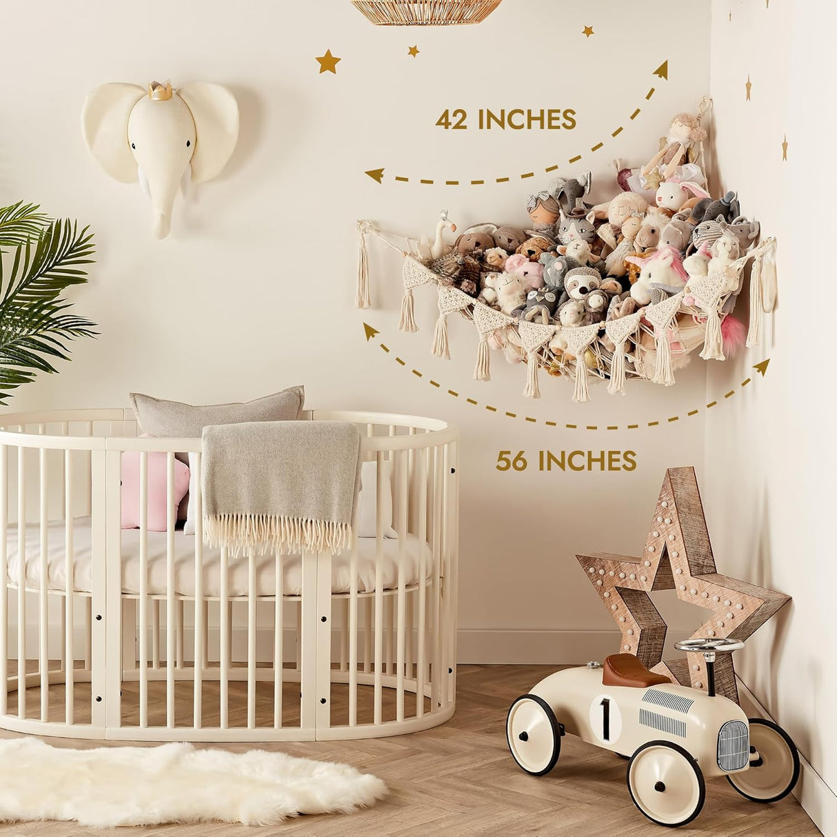 Hamaca de Almacenamiento Macrame DreamLights para Juguetes Plush