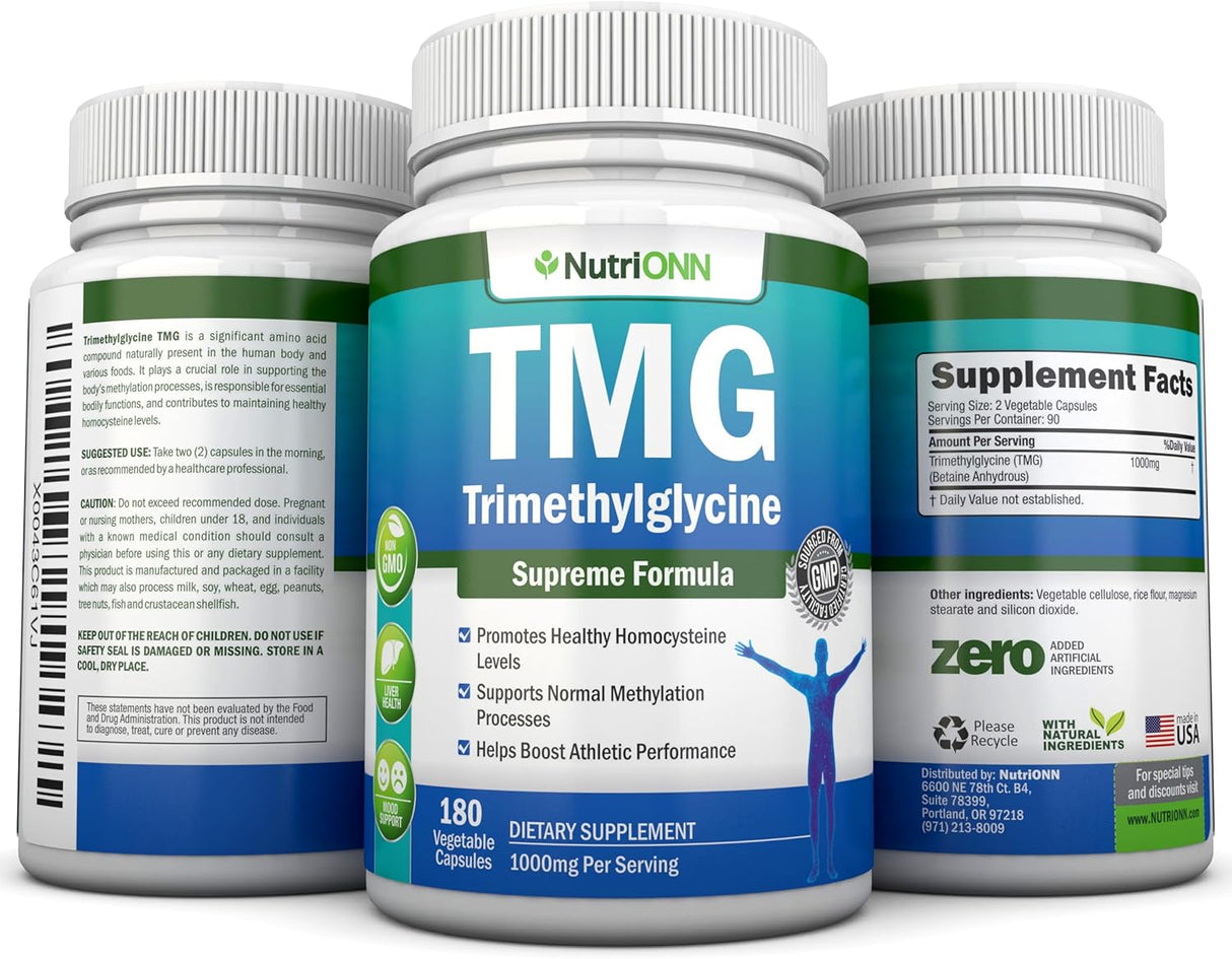 Suplemento TMG Trimethylglycine 1000mg - 180 Cápsulas
