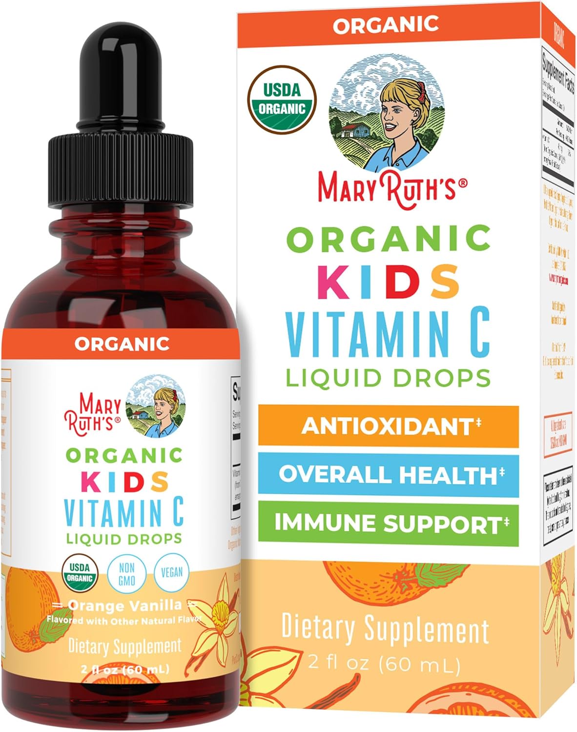 Vitamin C para niños MaryRuth Organics, soporte inmunológico, 2oz