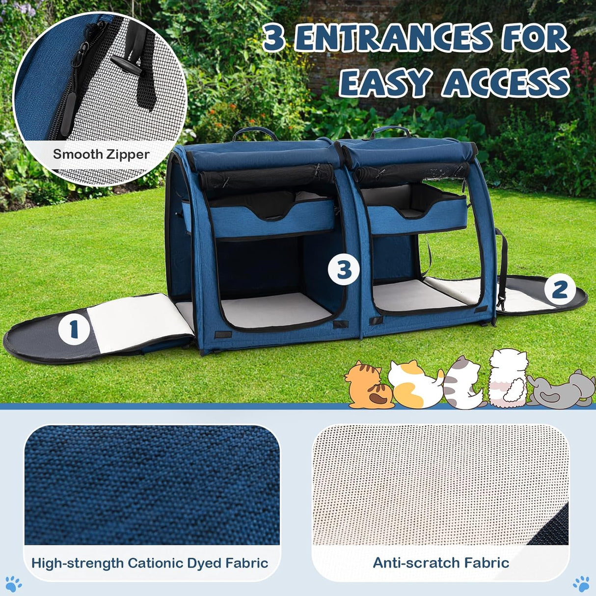 Transportín para gatos PETSITE, con compartimentos y hamacas