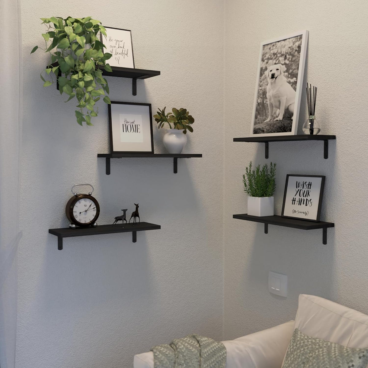 Estantes Flotantes de Madera, 5 Set, Decoración y Almacenaje