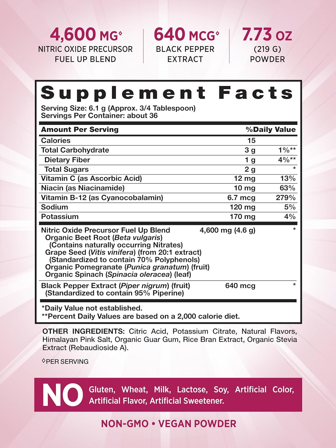 Suplemento de óxido nítrico Polvo de raíz de remolacha