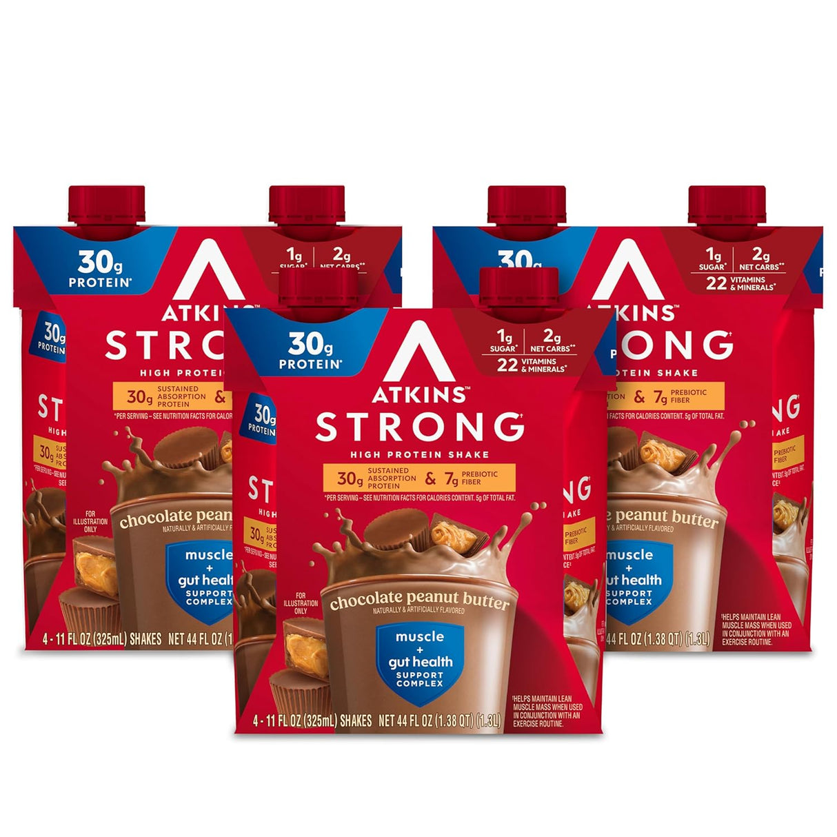 Batidos Atkins Strong Proteínas, Chocolate PB, 30g, Keto, 12u