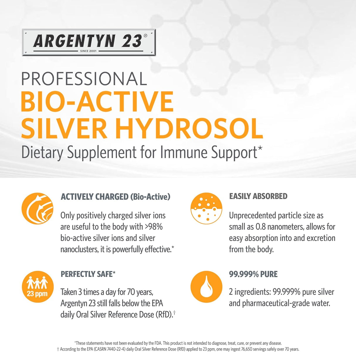 Argentyn 23 Hidrosol de Plata para Inmunidad, 23ppm, 1oz