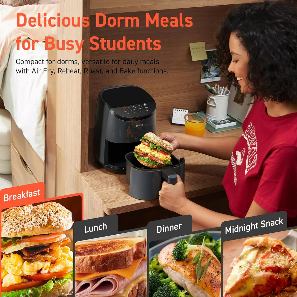 Freidora de aire COSORI 2.1Qt, 4 en 1, fácil y saludable