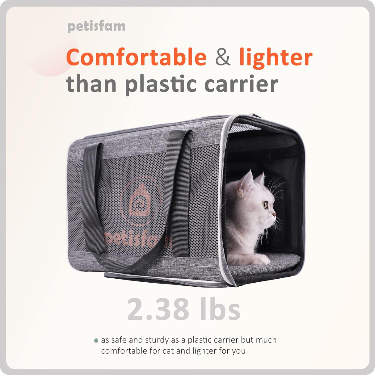 Transportín Grande para Gatos, petisfam, Con Ventanas Privadas
