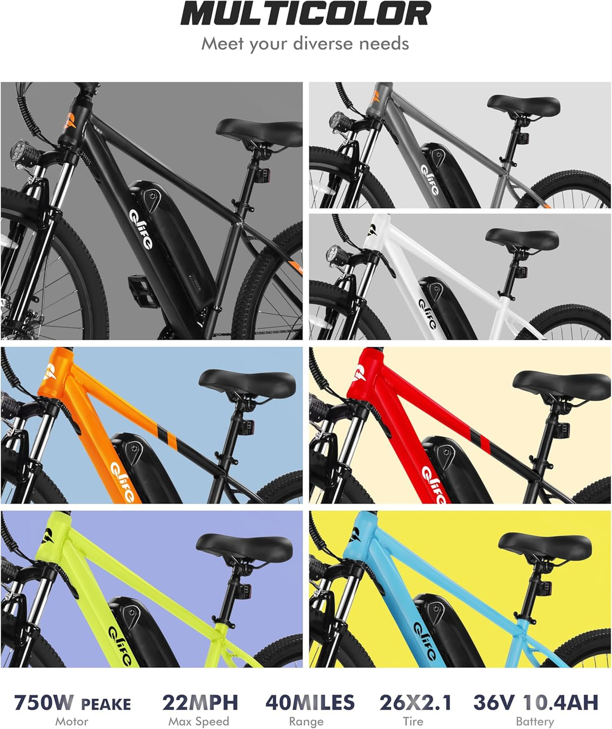 Bicicleta Eléctrica Racer 21 Velocidades, Motor 750W, 26 E-MTB