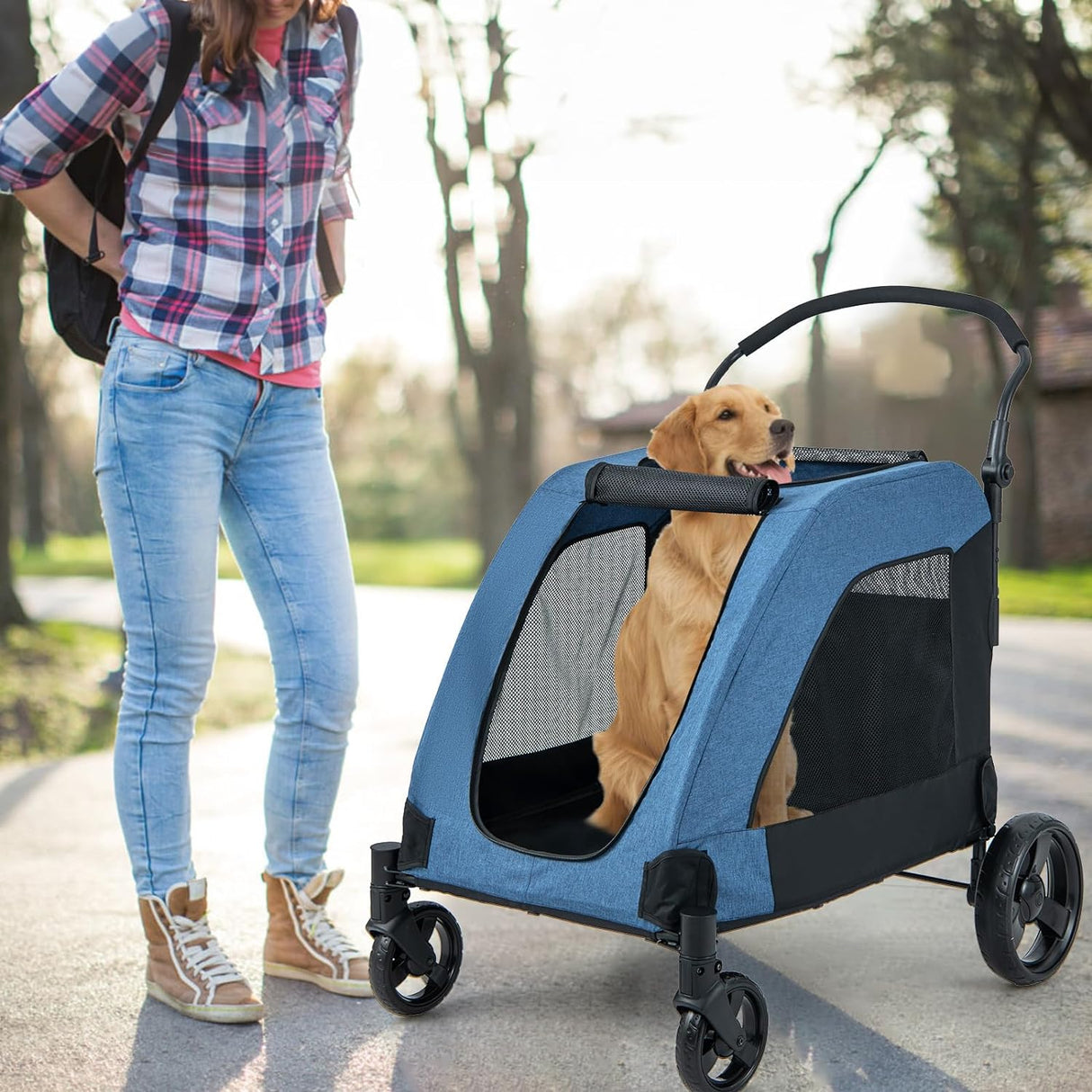 Carrito para Perros Grande Giantex - Plegable, 132 lbs, Ajustable