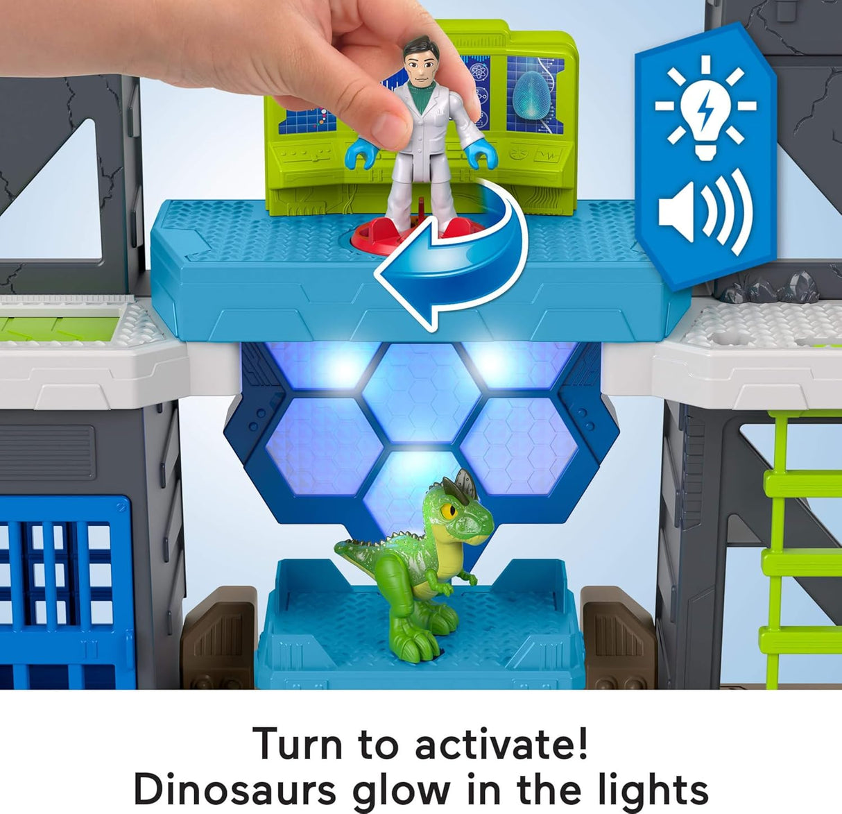 Juguete Dino Imaginext Jurassic World con luces y sonidos