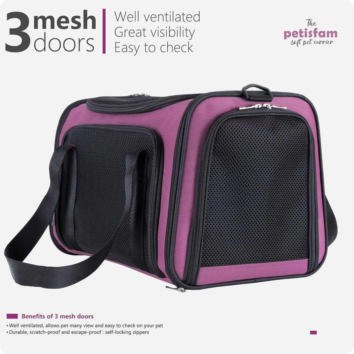 Transportín fácil para gatos medianos y perros pequeños, petisfam