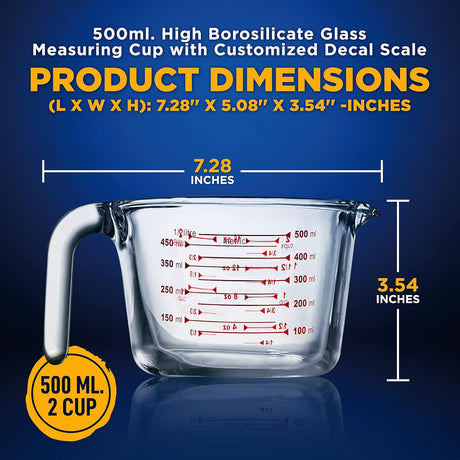 Vasos y Jarras Medidoras de vidrio NutriChef NCGLMES50