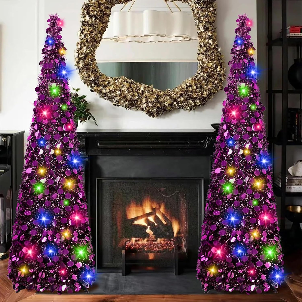 Árbol de Navidad MACTING 5FT Plegable con Luces y Brillo