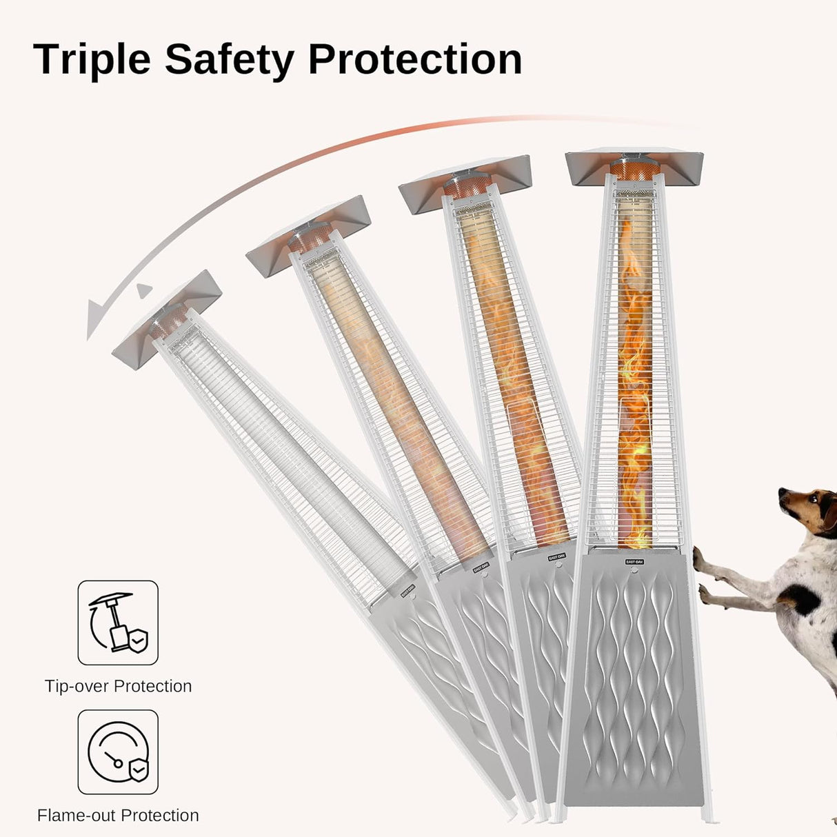 Calentador de patio para exteriores EAST OAK Pyramid plata