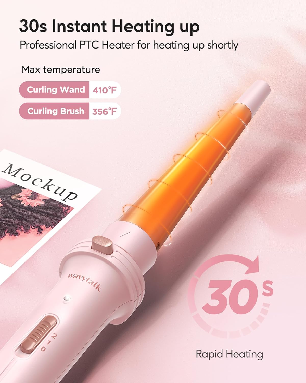 Rizador 5 en 1 juego con cepillo rizador y 4 varitas