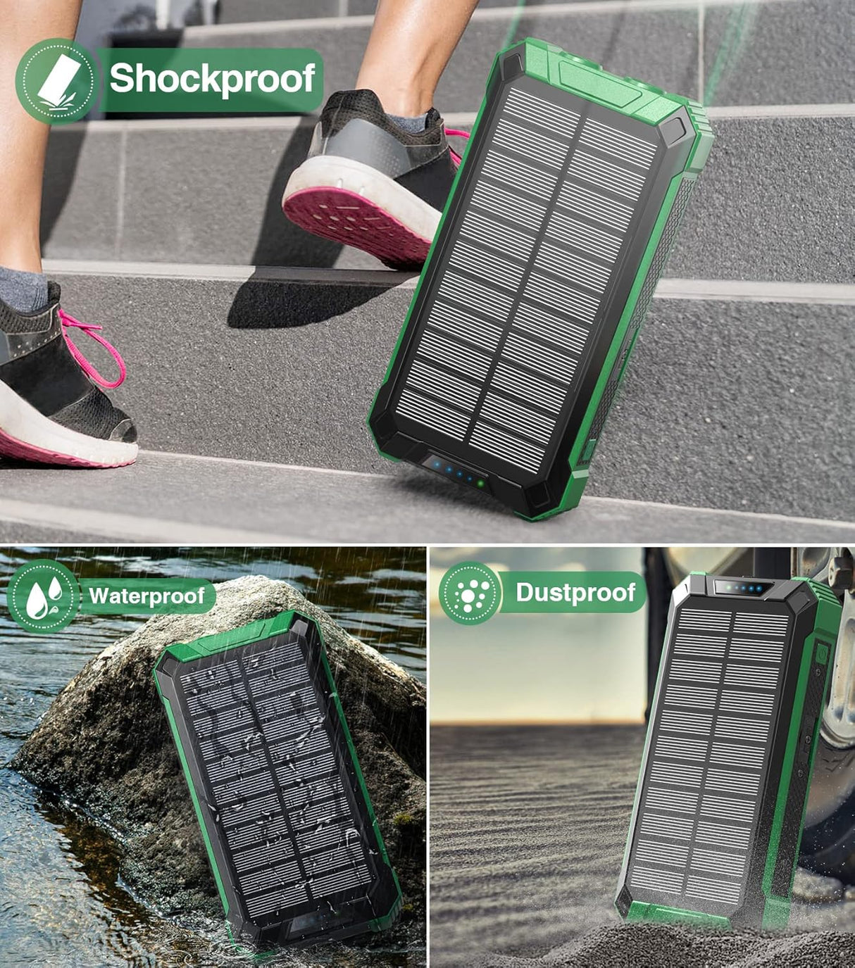 Cargador solar de 36000 mAh integrado 4 cables para celular