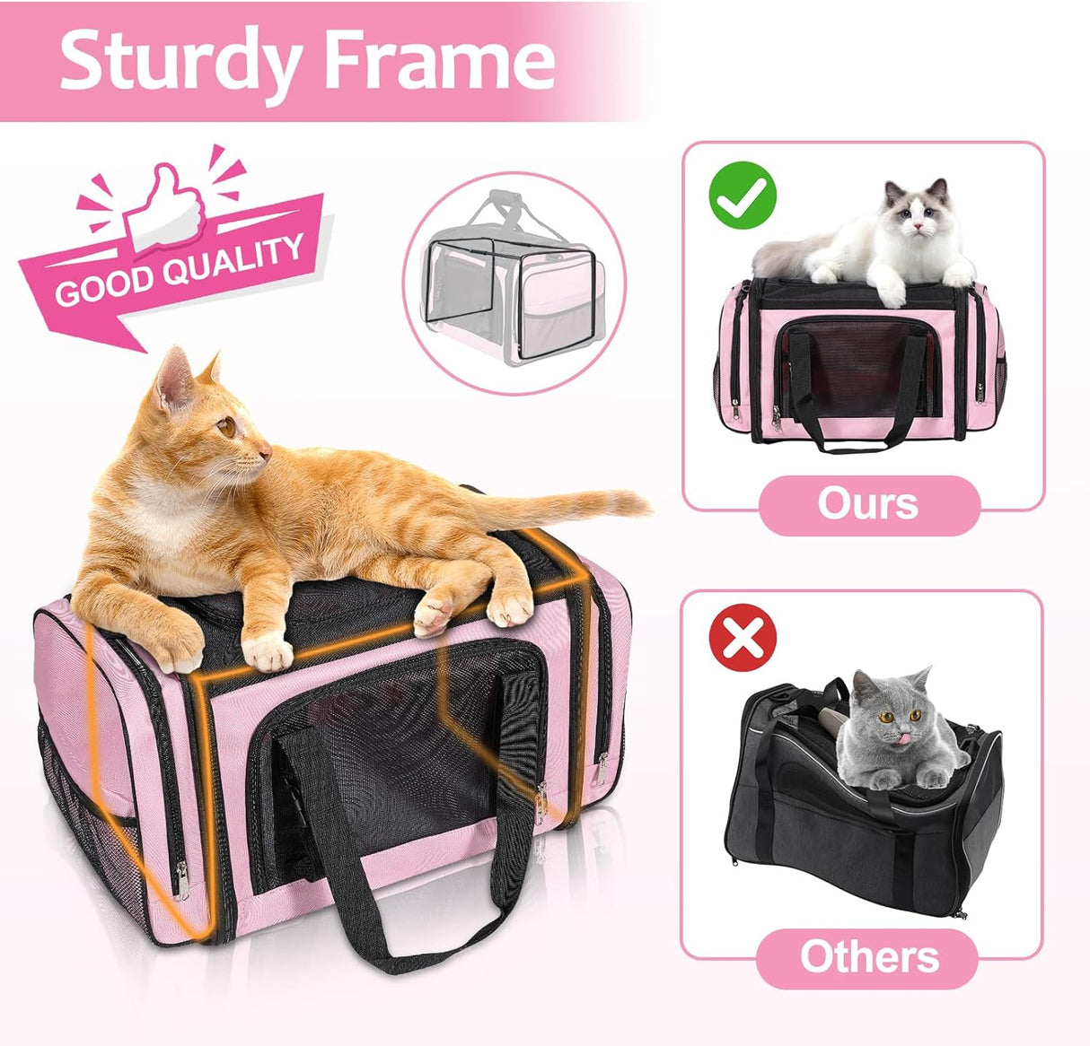 Transportador grande para 2 gatos, marca XYZ, suave y plegable