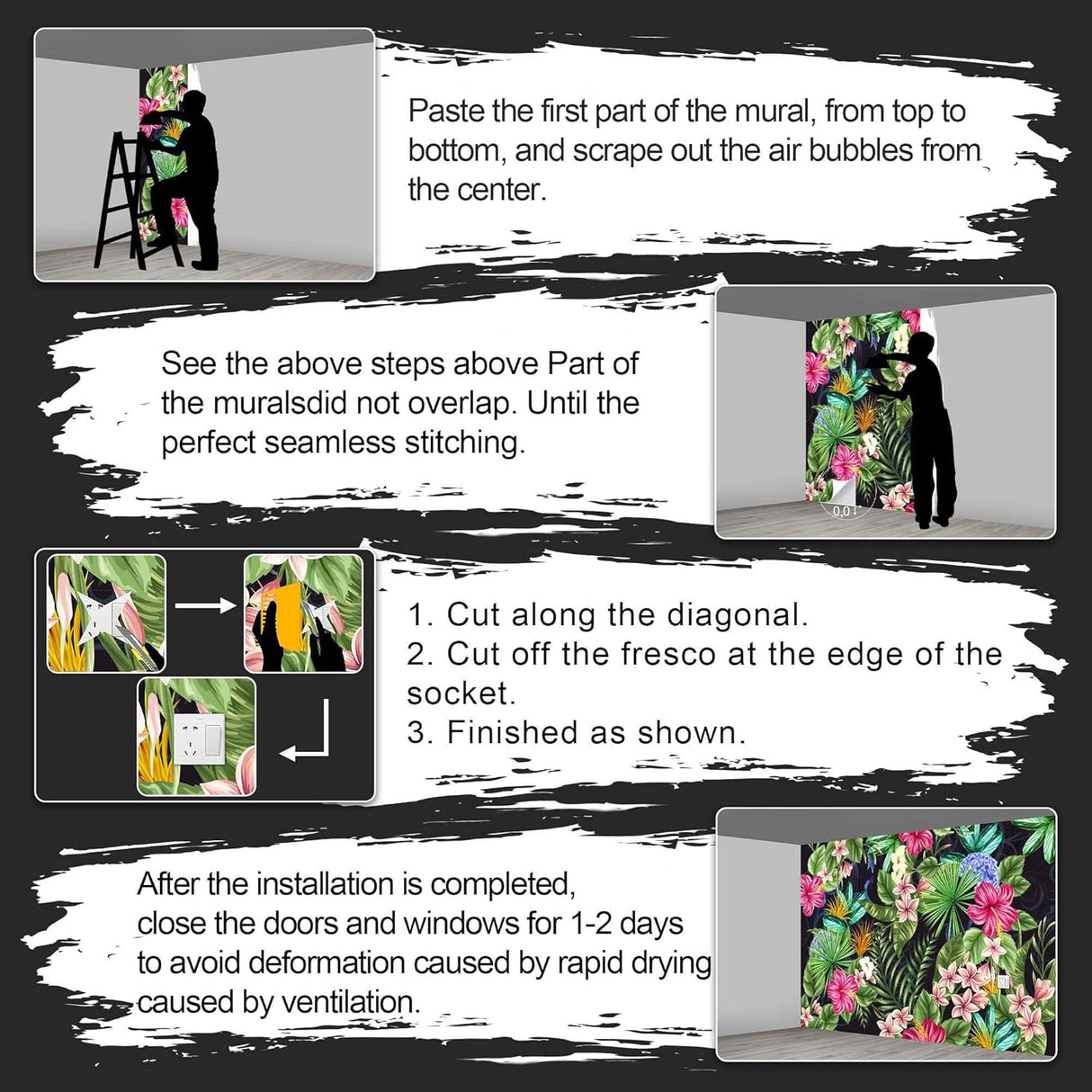 Papel tapiz Fightal - Mural botánico con hojas grandes 195x120