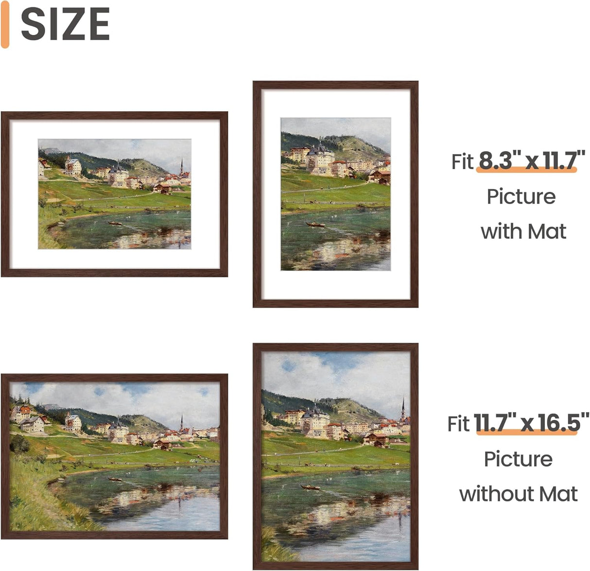 Marco de fotos A3, 8.3x11.7 con passepartout o 11.7x16.5