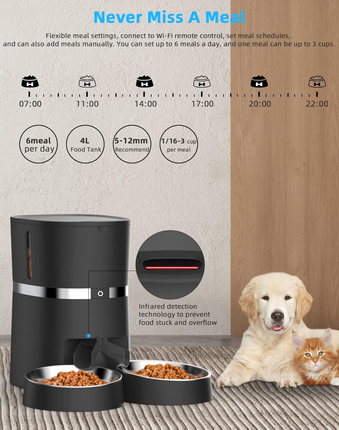 Comederos de Alimento inteligente para gatos WiFi habilitado