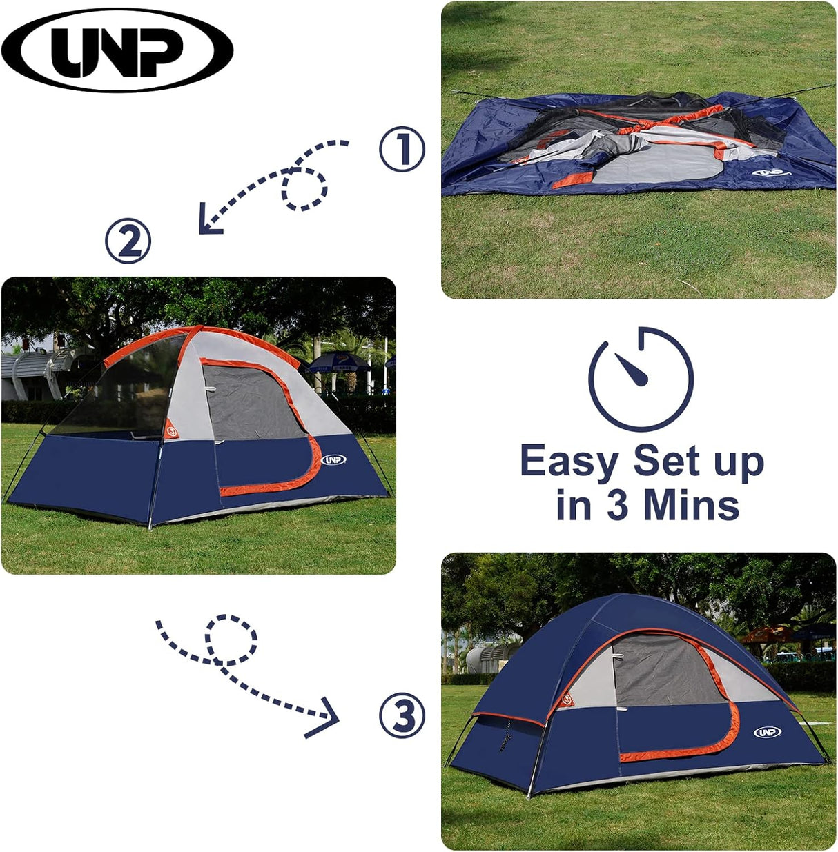 Carpa Camping 2 Personas, Impermeable y Resistente, Modelo X1