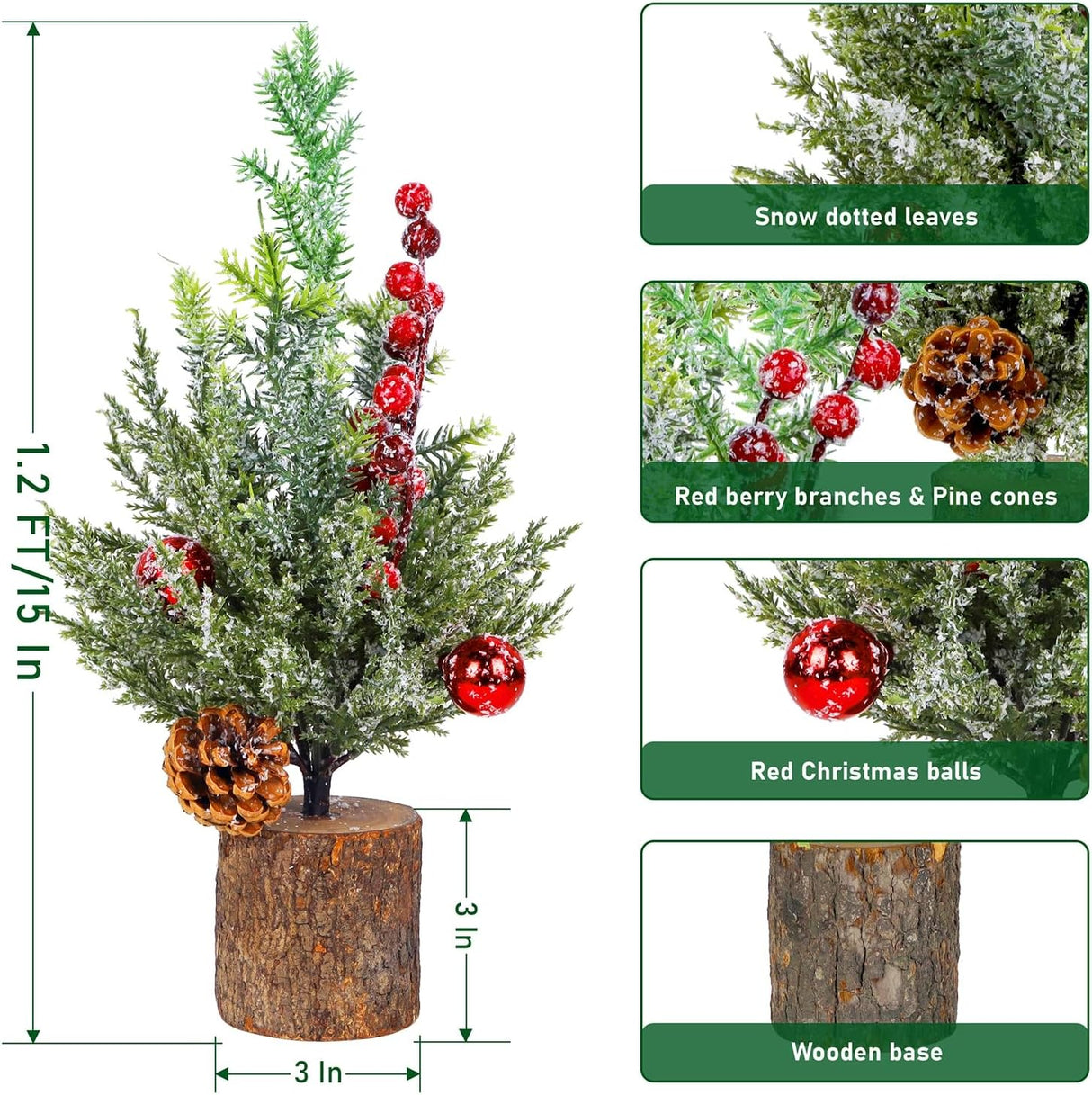 Decoraciones de Mesa Navidad Blissun, 2 Árboles Artificiales