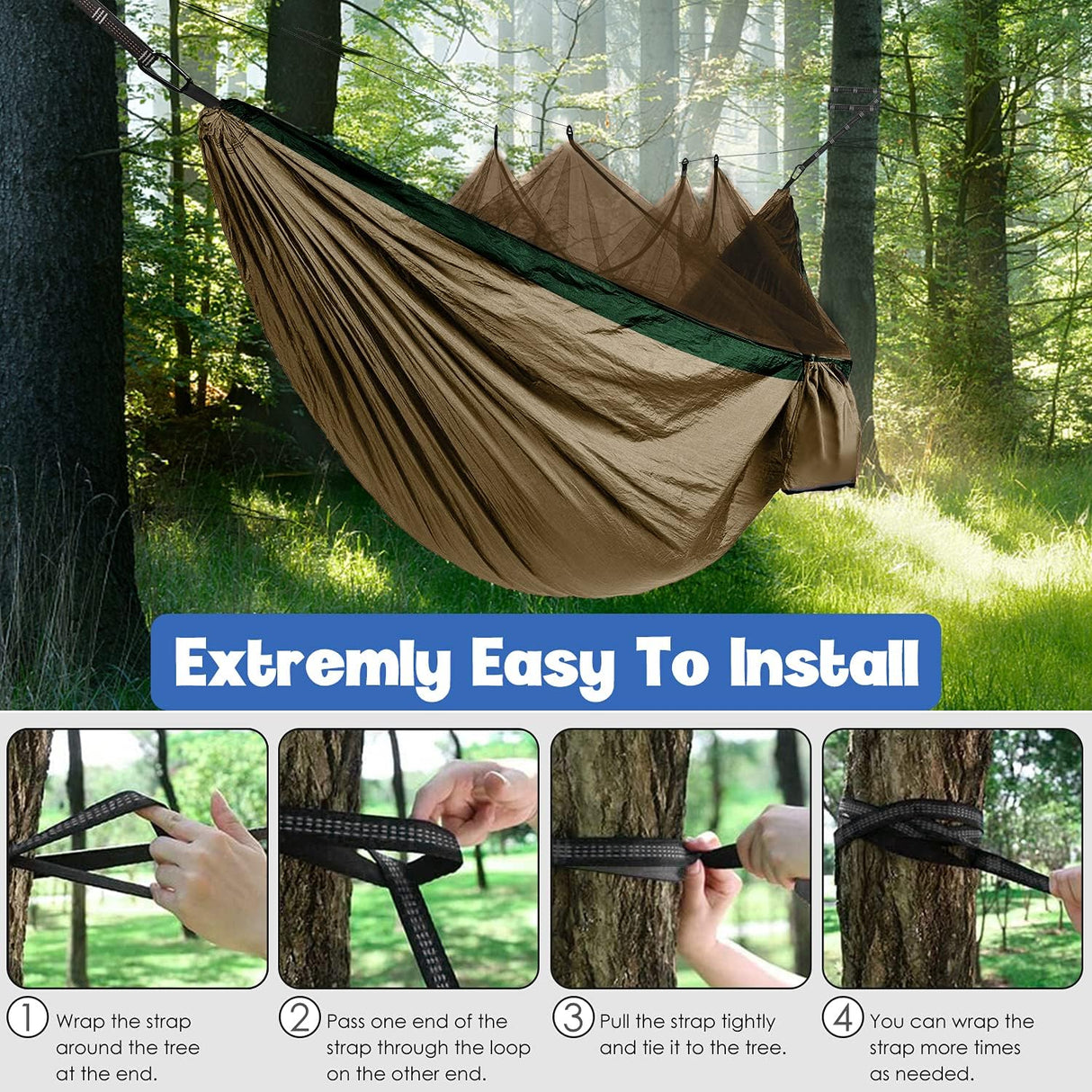 Hamaca Doble con Red Antimosquitos - Gold Armour - Camping Essentials