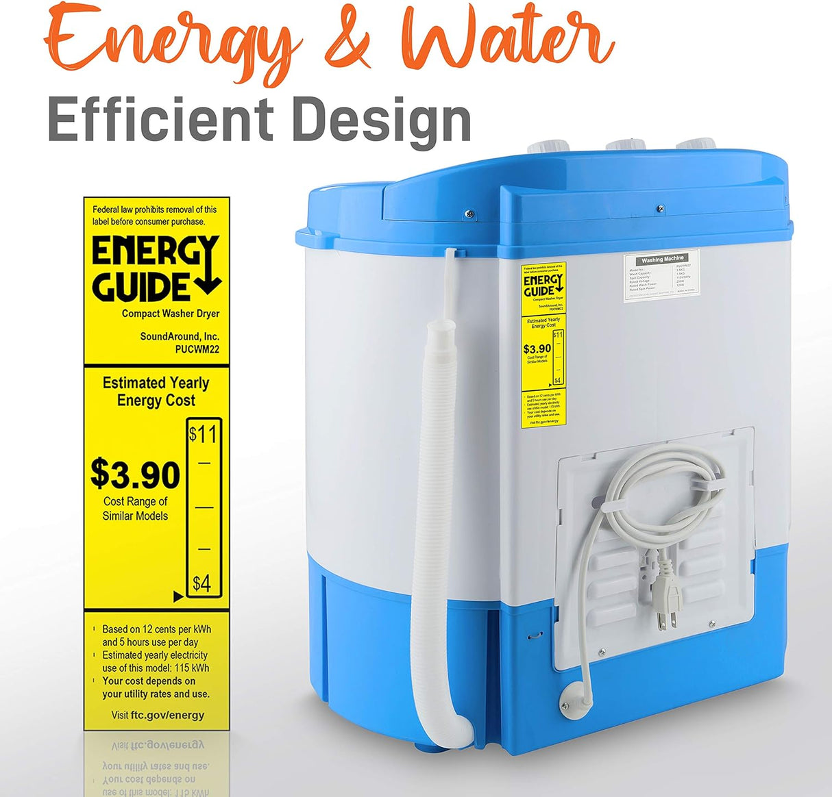 Lavadora portátil 2 en 1 y secadora de centrifugadores azul
