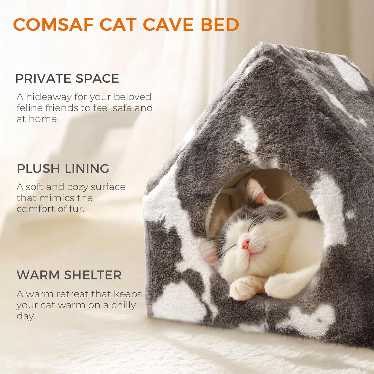 Cueva para Gatos ComSaf - Casa de Invierno, Lavable, Plush