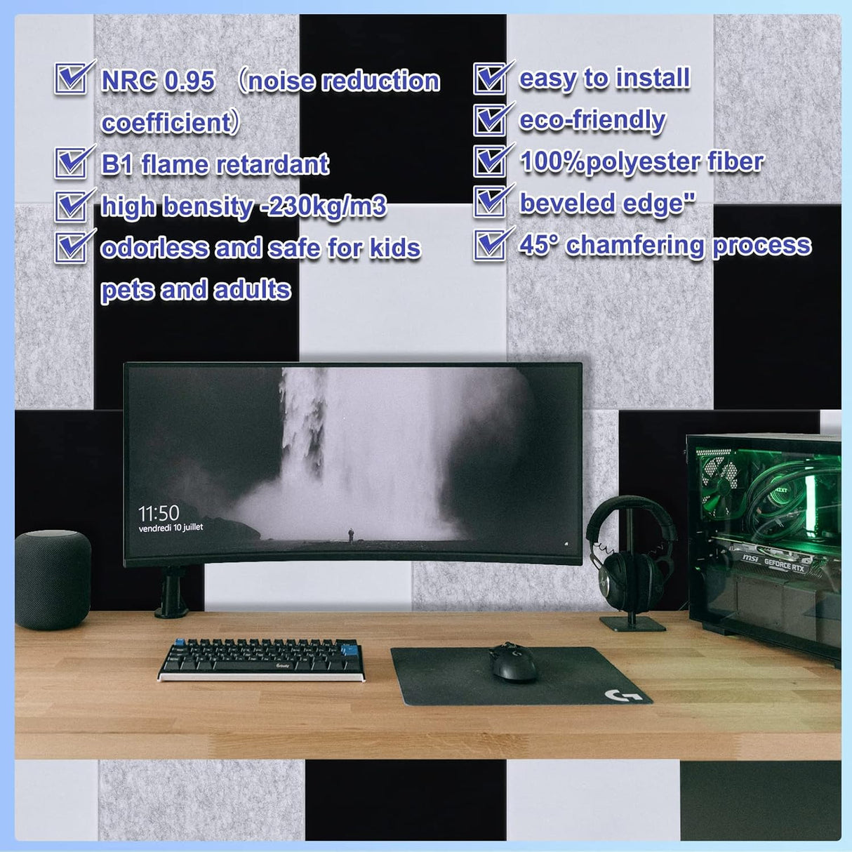 Paneles acústicos 12x12x0.4 - Tratamiento Sonoro - 18 Pack