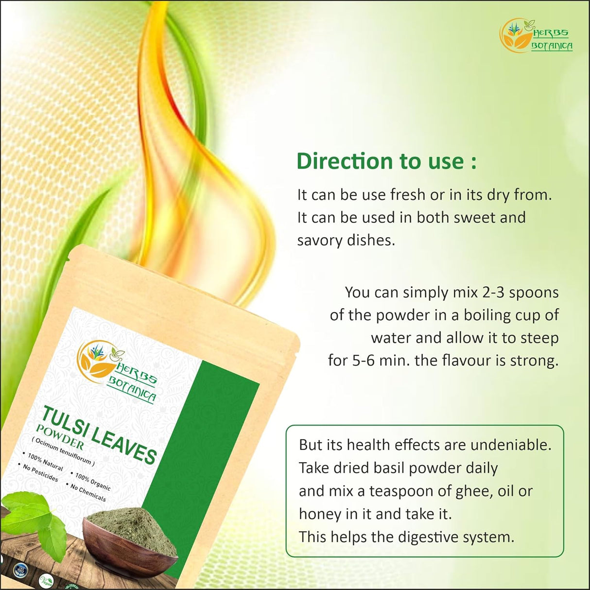 Polvo de Tulsi Orgánico Vitalidad y Bienestar - Ocimum Sanctum