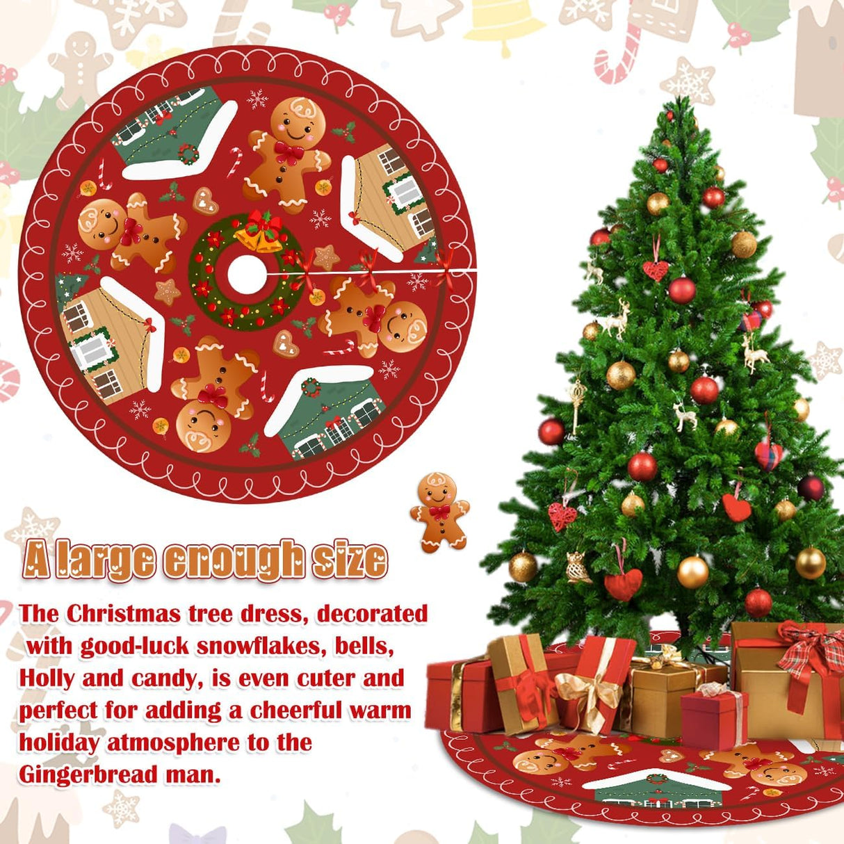 Funda de Árbol de Navidad 48 Gingerbread Casa Decorativa
