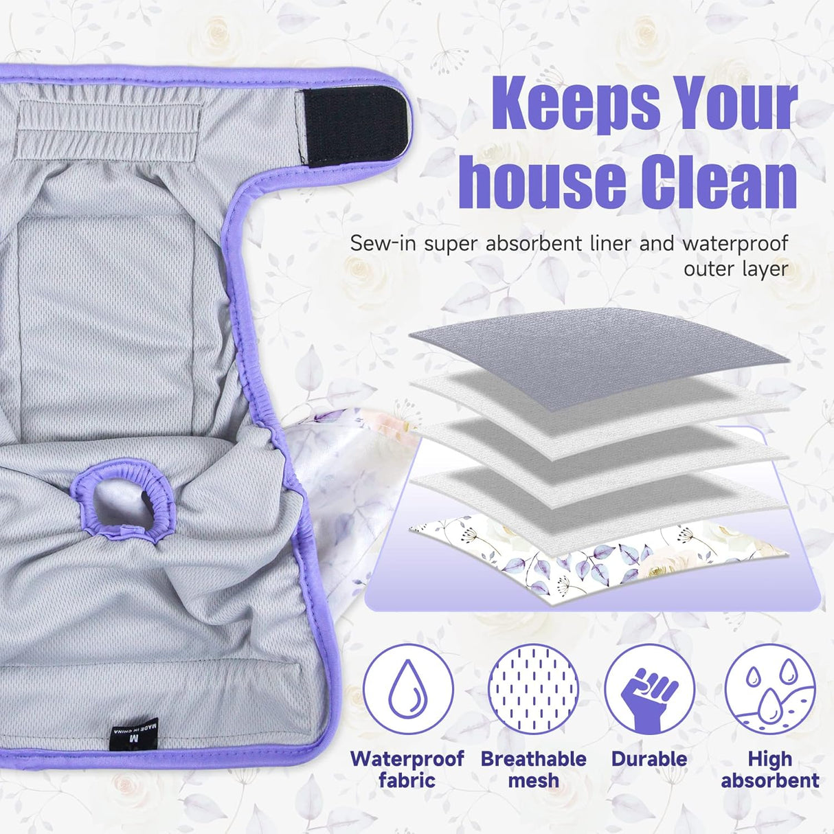 Leekalos Pañales reutilizables para perro fáciles de poner