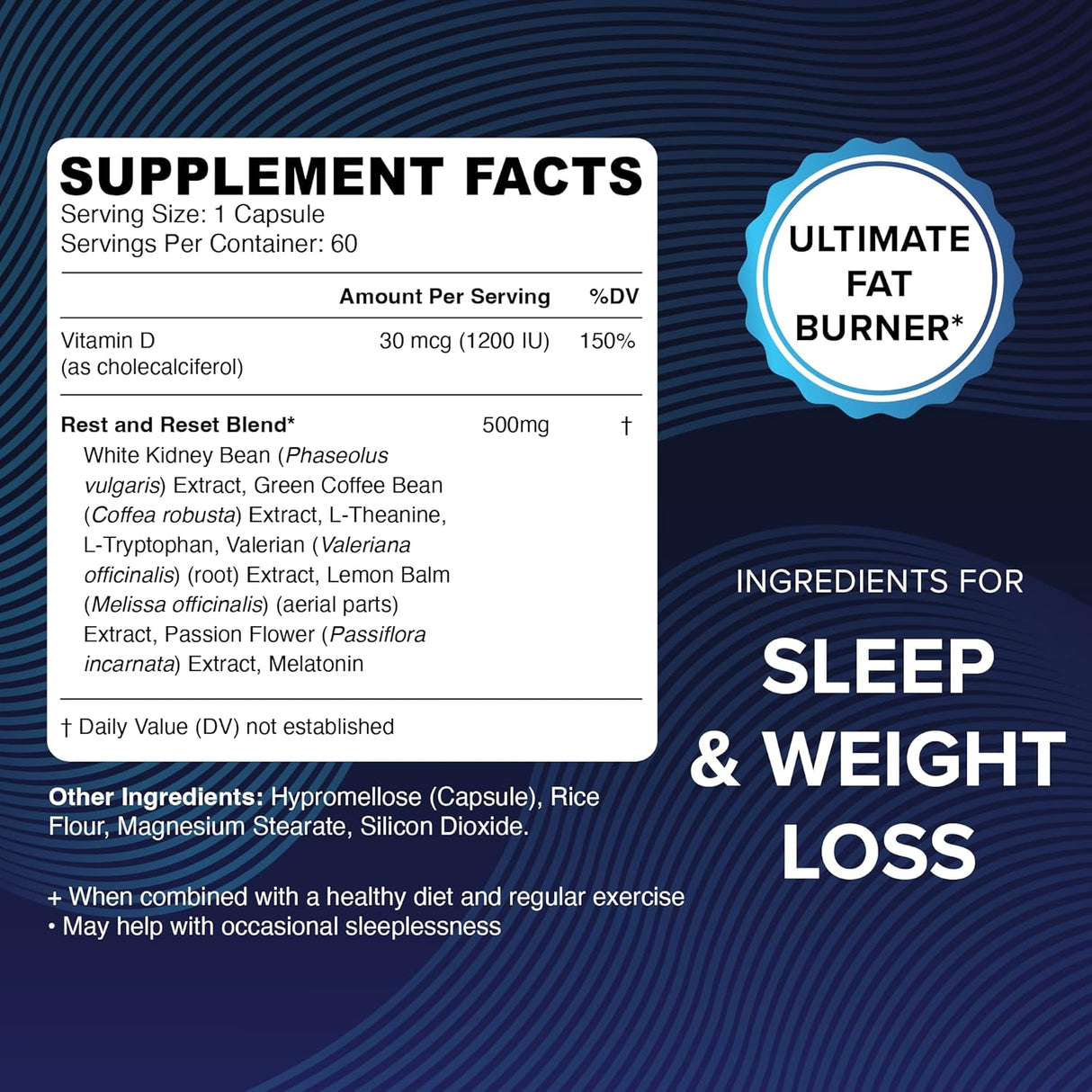 Suplemento Quemador de grasa nocturno Supresor del apetito