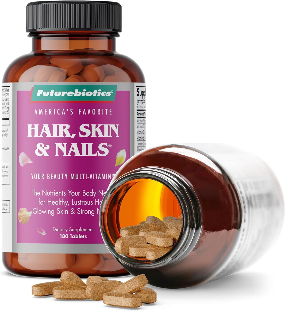 Multivitamina para cabello, piel y uñas con biotina, 180 tabletas