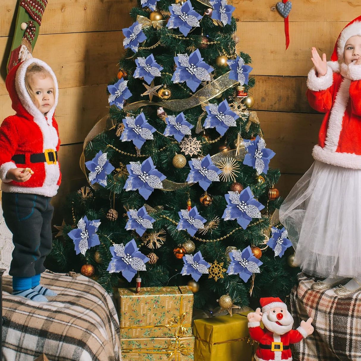 Flores Artificiales Poinsettia Willbond, 36 Piezas, Decoración