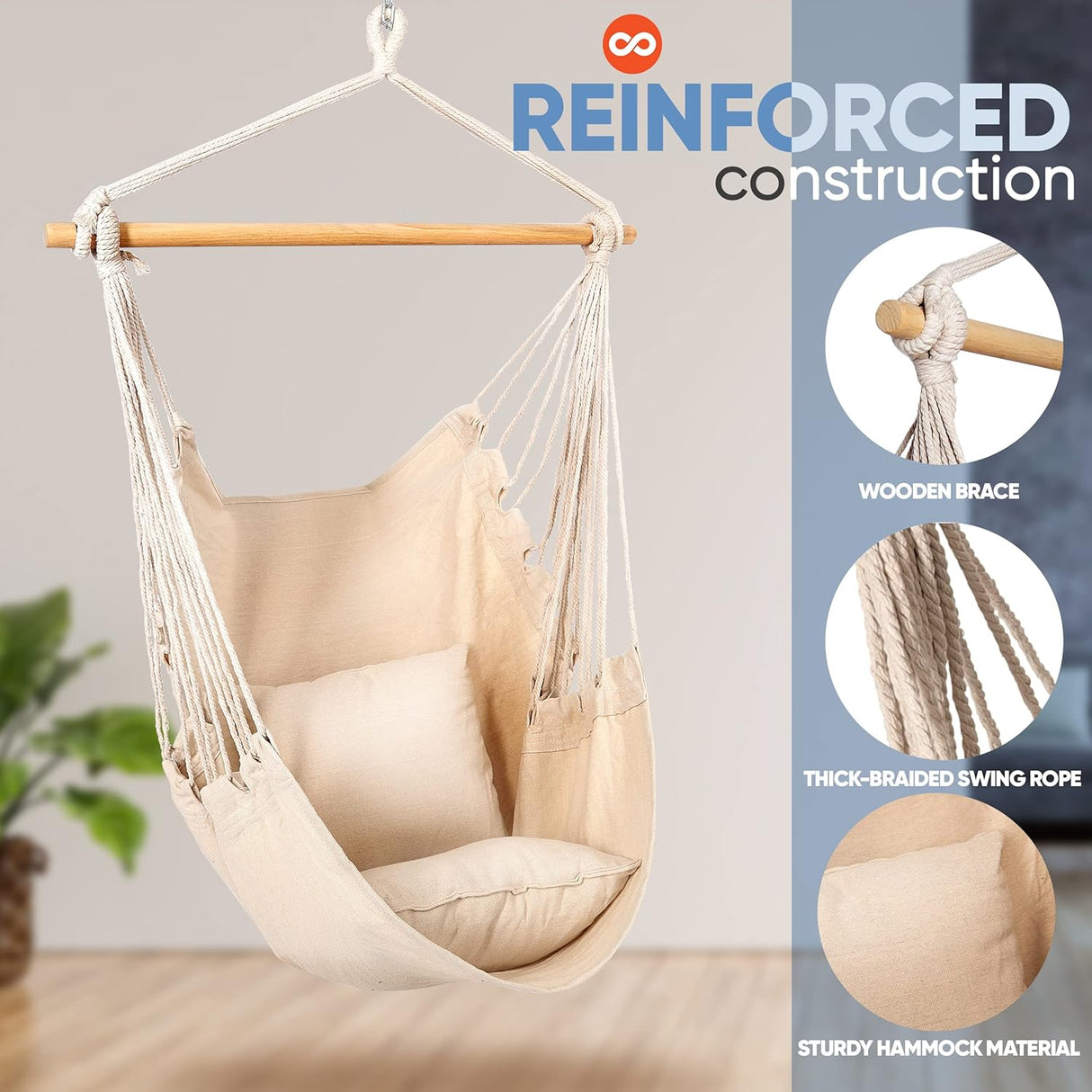 Hamaca colgante con cuerda de columpio SereneLife SLHMW33