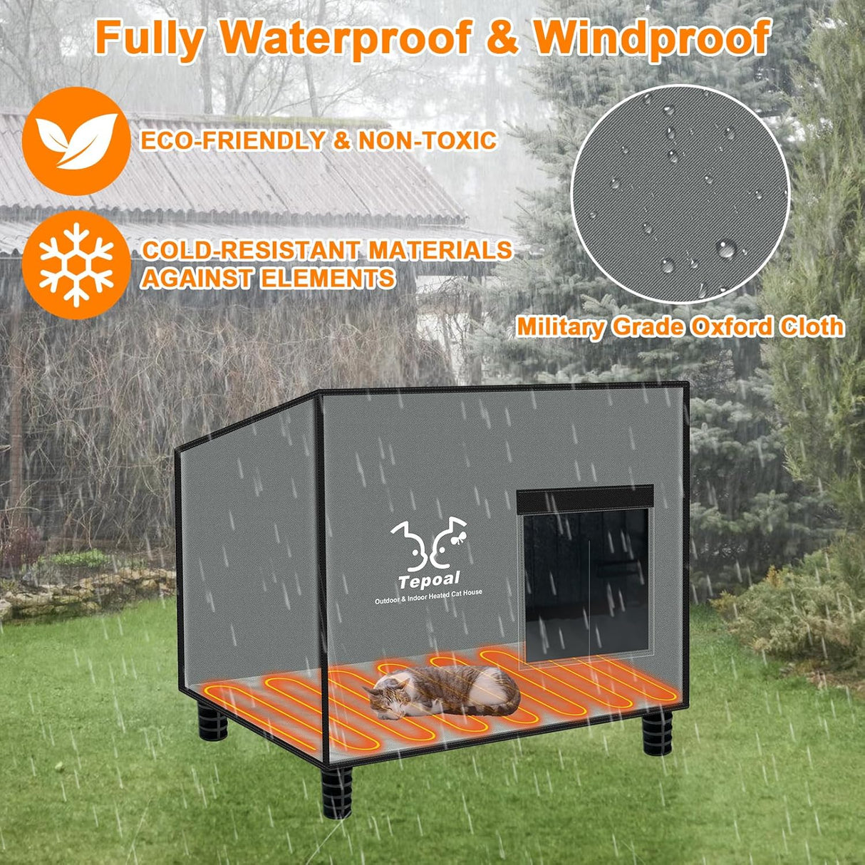 Casa Calentada para Gatos Exteriores, Aislada y Resistente 20x16x20