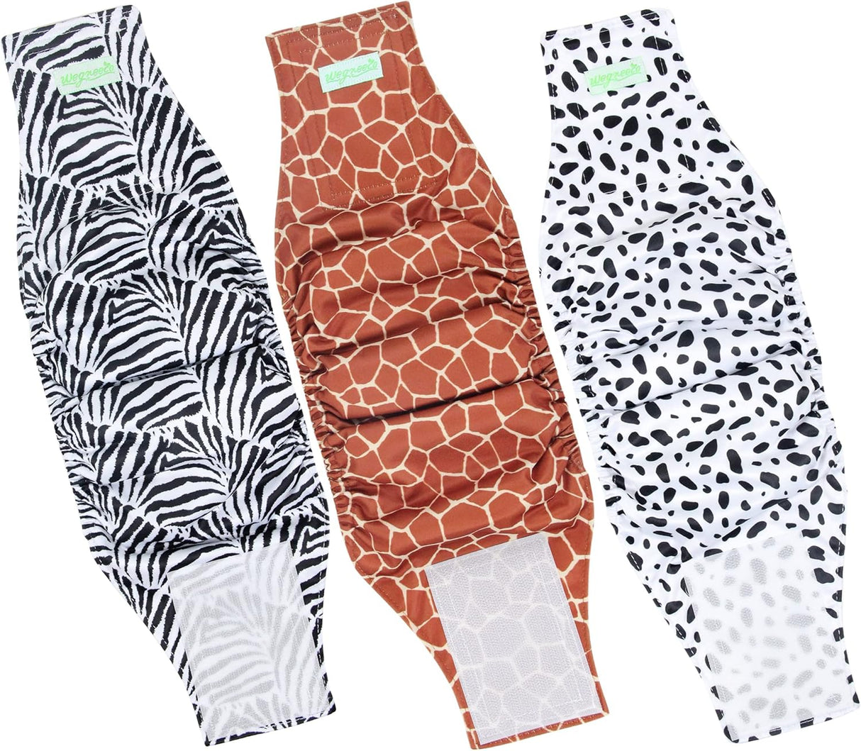 wegreeco Pañales lavables perros machos(cebra, jirafa, manchado, talla M)