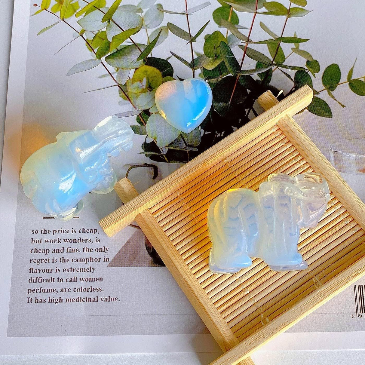 QINJIEJIE Opalita Elefante Cristales de la Suerte Elefante