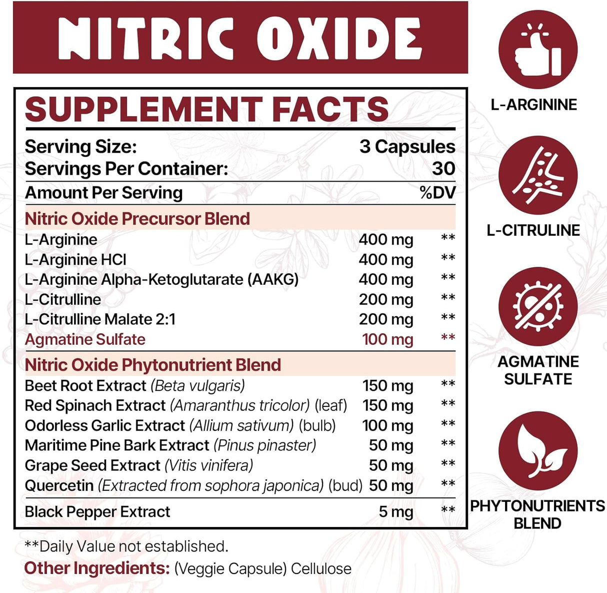 Suplemento de óxido nítrico para fitonutrientes nítrico