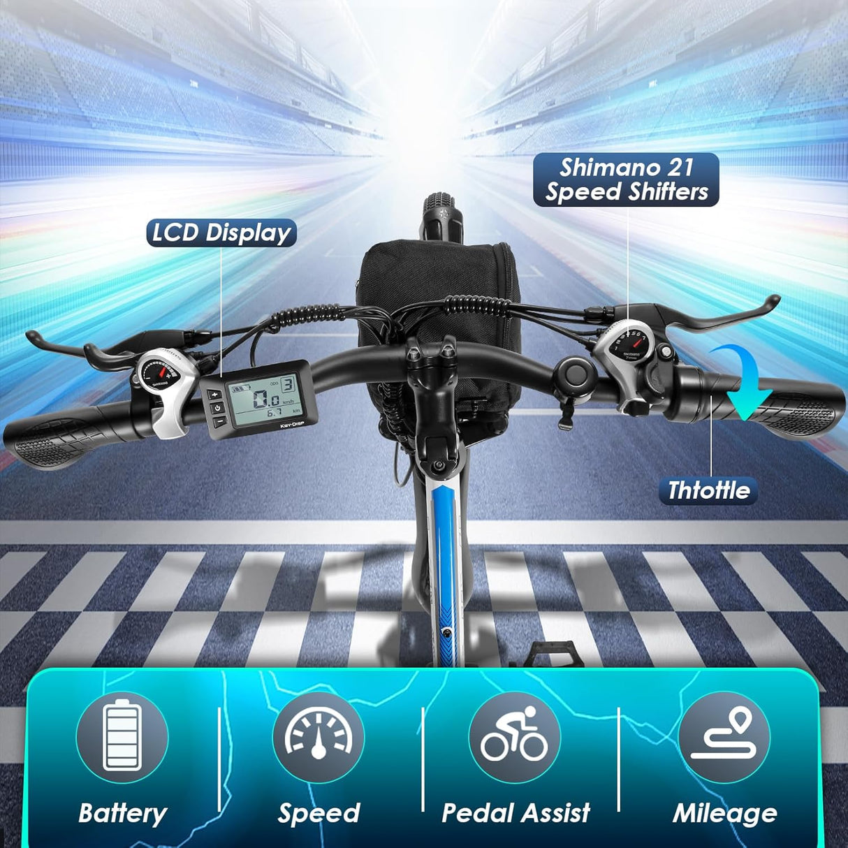 Bicicleta Eléctrica Vivi M026TGB 850W 21 Velocidades 26