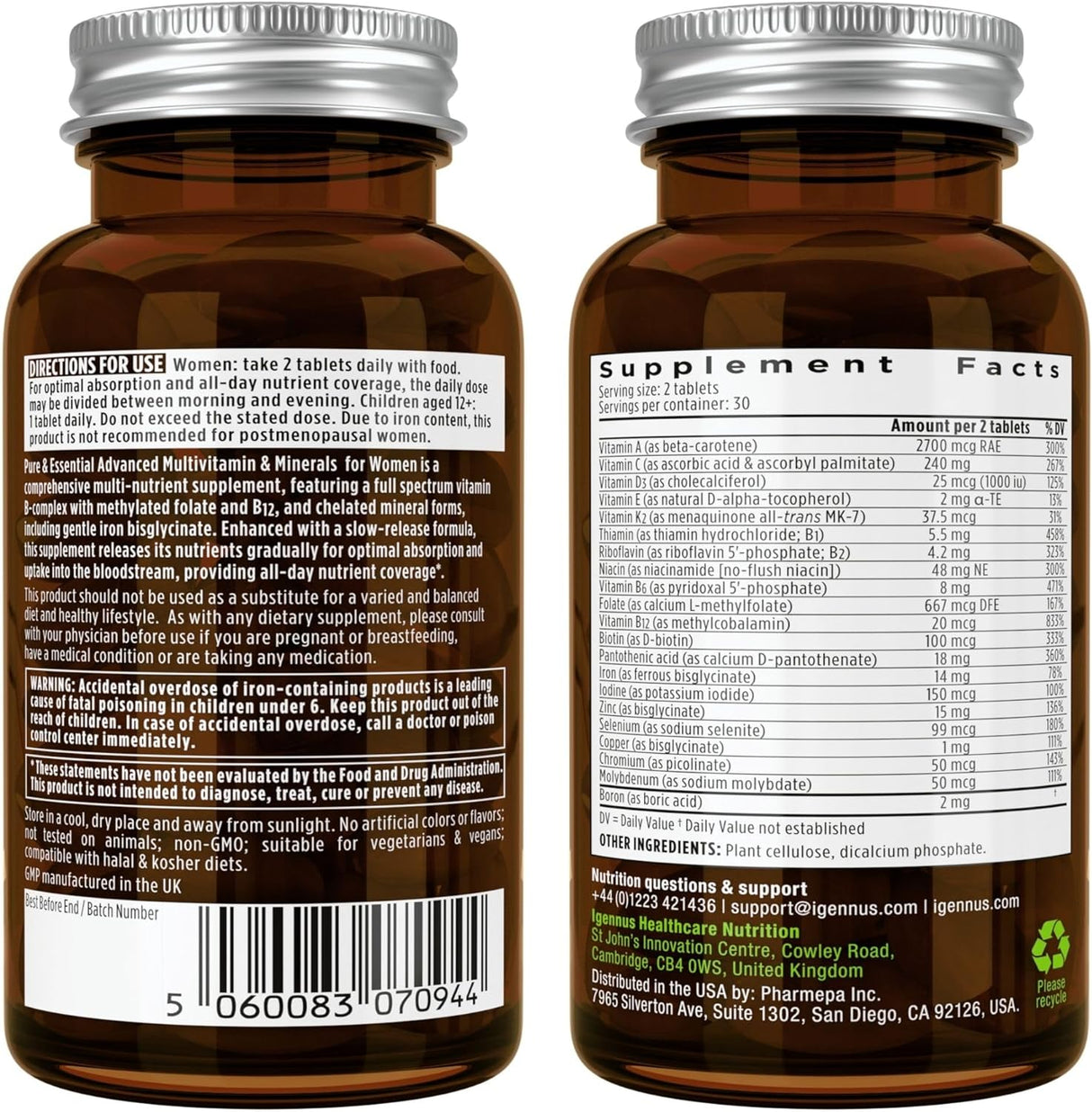 Suplemento Multivitamínicos y minerales veganos avanzados